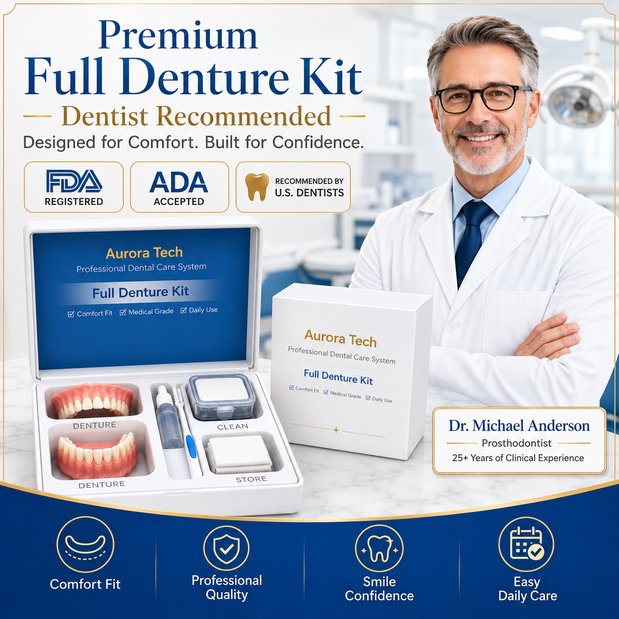 Custom-Fit Instant Smile Dentures – Natural Looking Comfort Fit